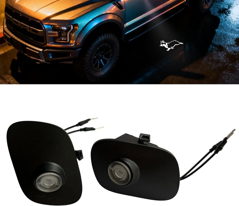 MKRLSTKM 2Pcs Side Mirror Logo LED Welcome Light Puddle Lamp Projector Door Light Floor Light Accessories Suitable for Ford F150 F250 F350 2015 2016 2017 2018 2019 2020 2021 2022 2023 2024 2025 - Image 1
